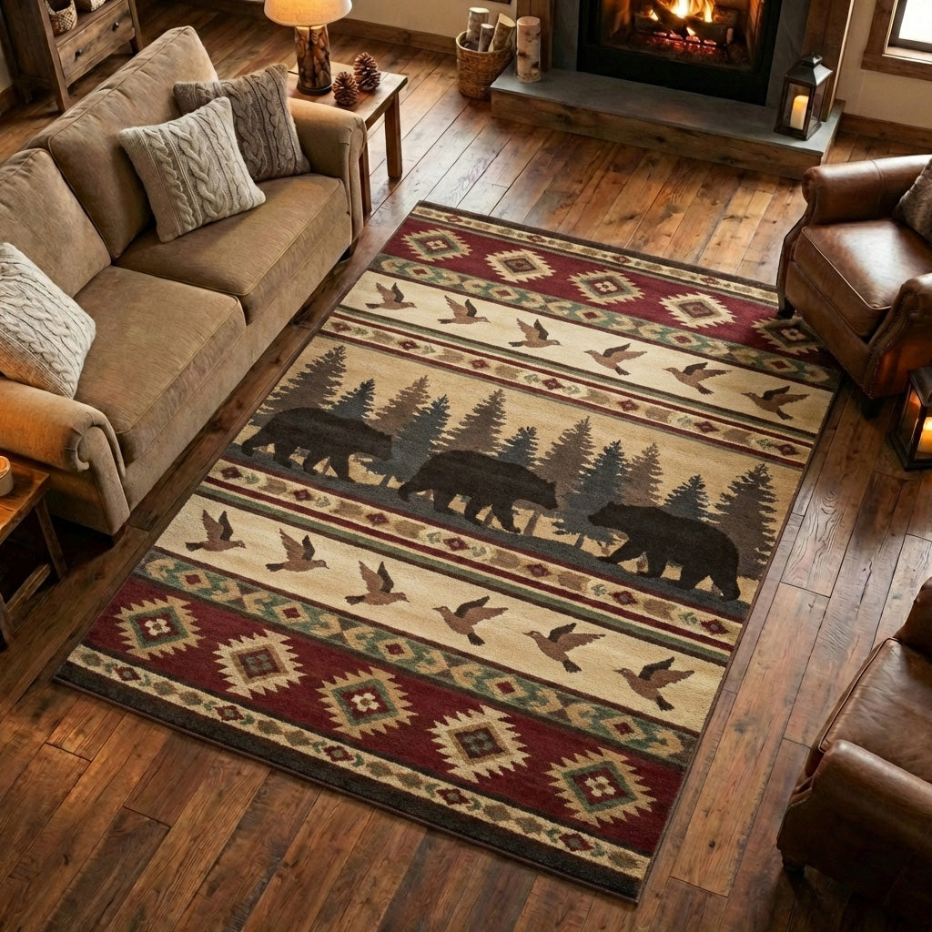 Pine Bear Area Rug - Non-Slip Washable 3D Print Rug for Living Room & BedroomTVC2108284