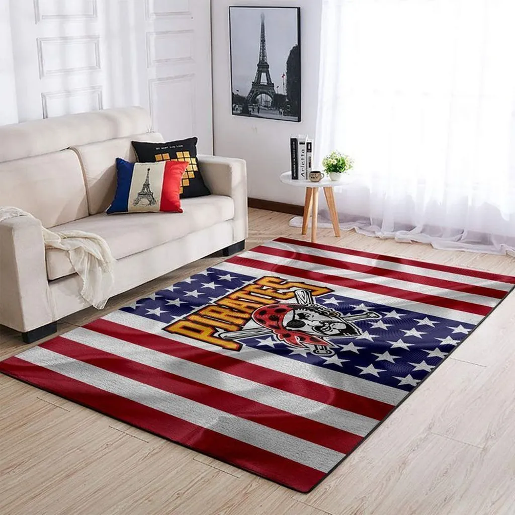 Pirates Area Rug for Kids Room and Living Room Decor Blue and Red