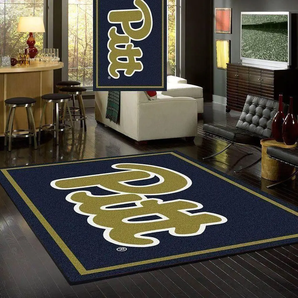 Pitt Logo Rug Perfect for Modern Living Room Decor Blue and Gold