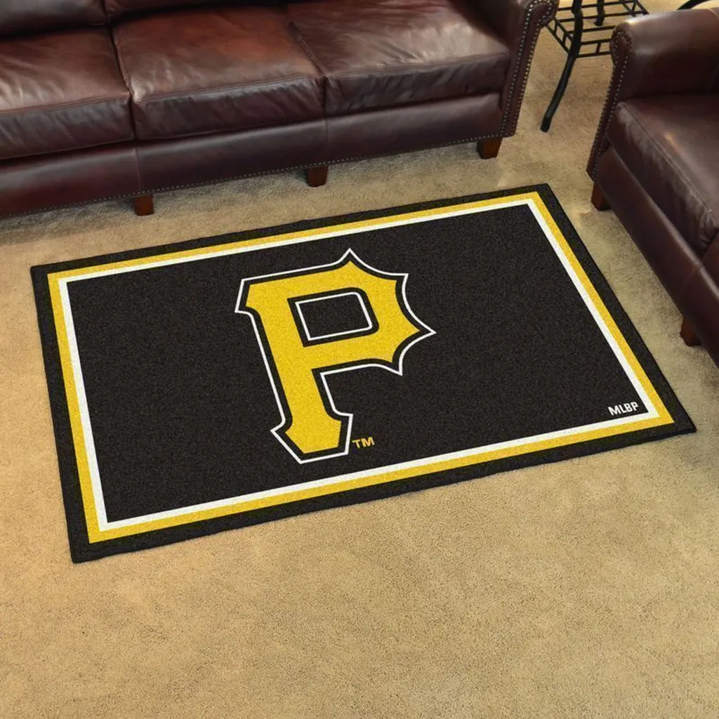 Pittsburgh Pirates Rug - Area for Living Room Decor Black and Yellow