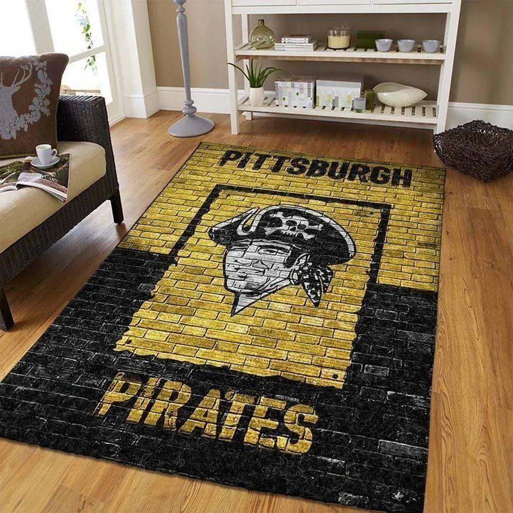 Pittsburgh Pirates Rug - Baseball Decor for Fans Black and Yellow