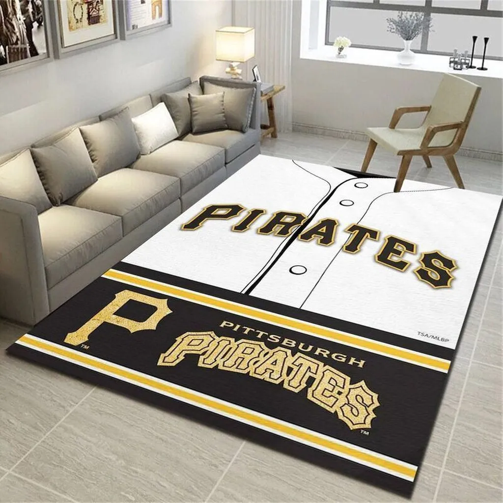 Pittsburgh Pirates Rug - Baseball Jersey Style for Fans Black and White
