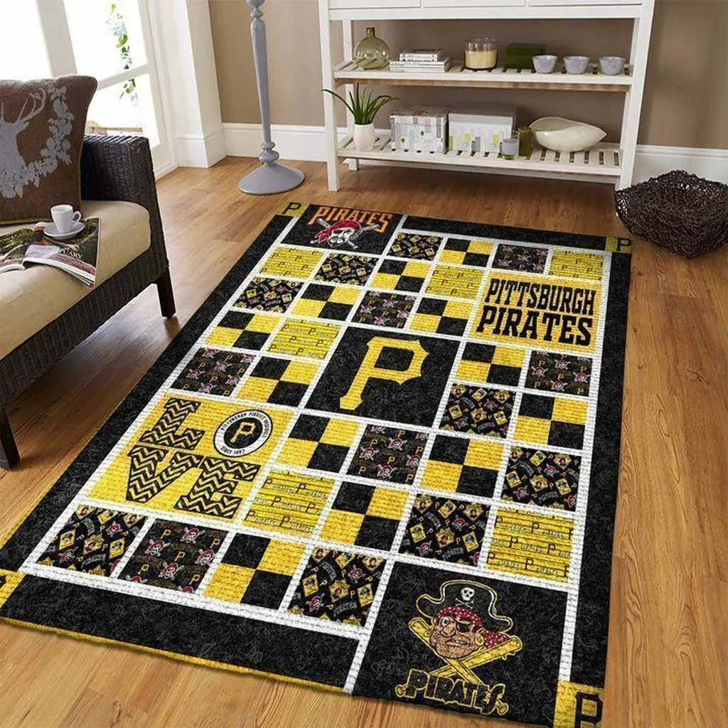 Pittsburgh Pirates Rug - Patterned Area for Fans Black and Yellow