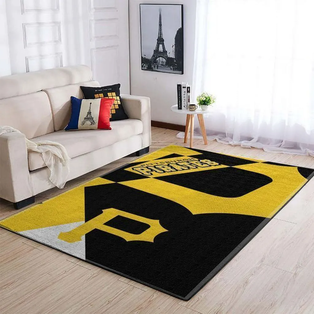 Pittsburgh Pirates Rug - Sports Fan Room Decor Black and Yellow