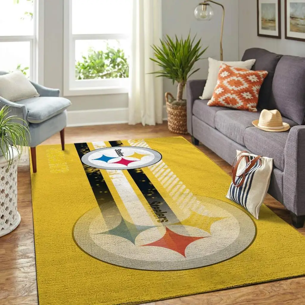 Pittsburgh Steelers Rug - Area for Living Room Black and Orange
