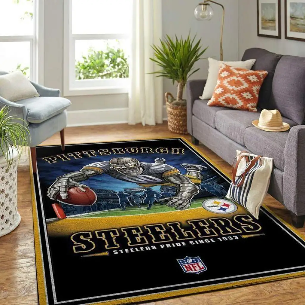 Pittsburgh Steelers Rug - Football Fan for NFL Fans Black and Yellow