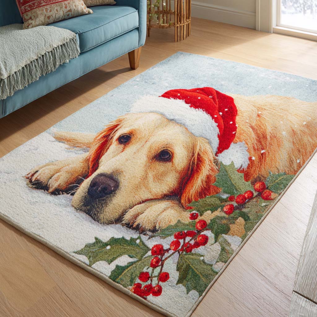 Playful Golden Area Rug - Non-Slip Washable 3D Print Rug for Living Room & BedroomTVC2108283