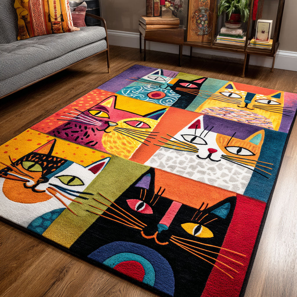 Playful Paws Area Rug - Non-Slip Washable 3D Print Rug for Living Room & BedroomTVC2108283