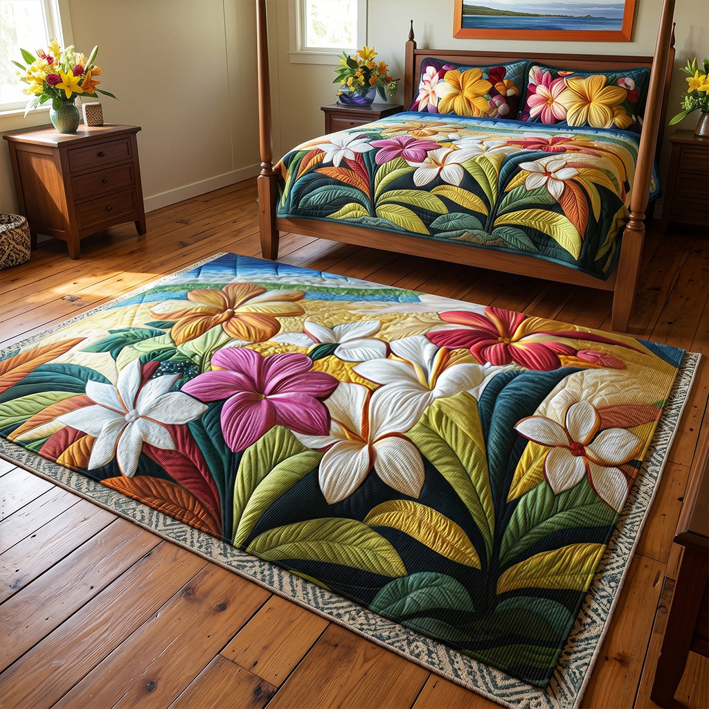 Plumeria Garden Area Rug - Non-Slip Washable 3D Print Rug for Living Room & BedroomTVC2108283