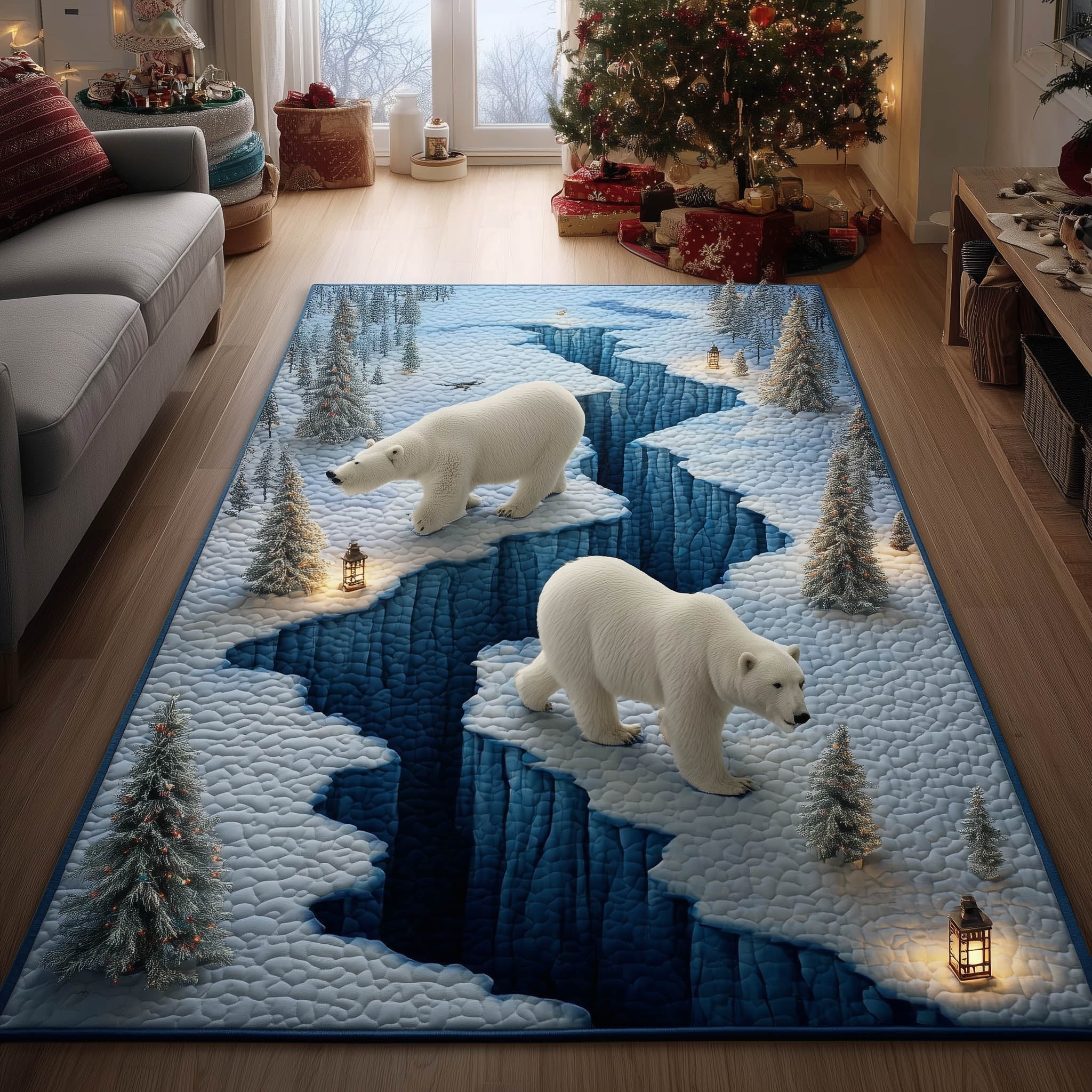 Polar Cubs Area Rug - Non-Slip Washable 3D Print Rug for Living Room & BedroomTVC2108229