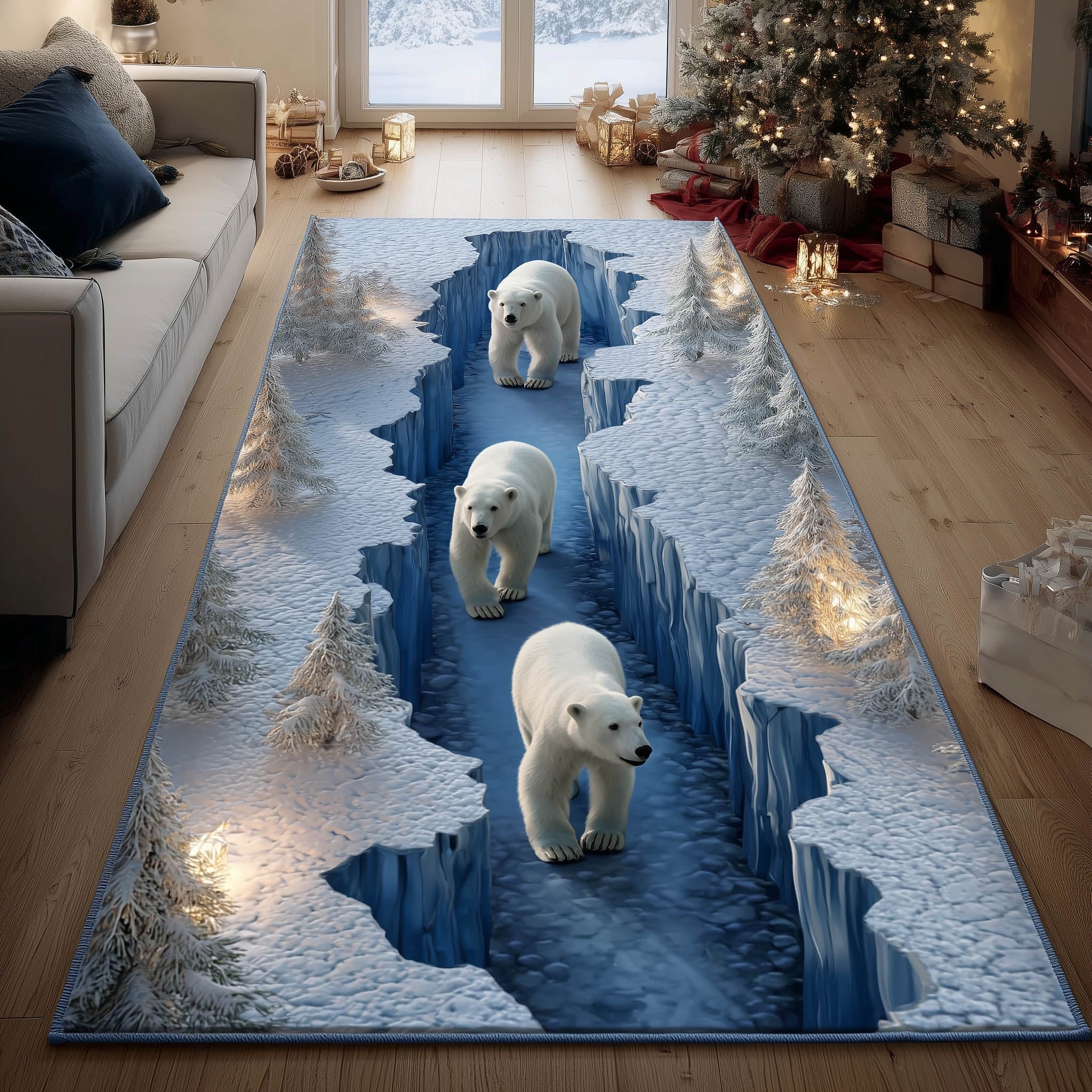 Polar Cubs Area Rug - Non-Slip Washable 3D Print Rug for Living Room & BedroomTVC2108401