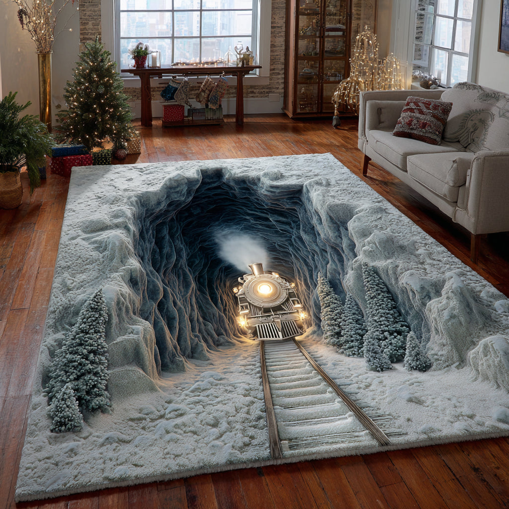 Polar Hollow Area Rug - Non-Slip Washable 3D Print Rug for Living Room & BedroomTVC2108283