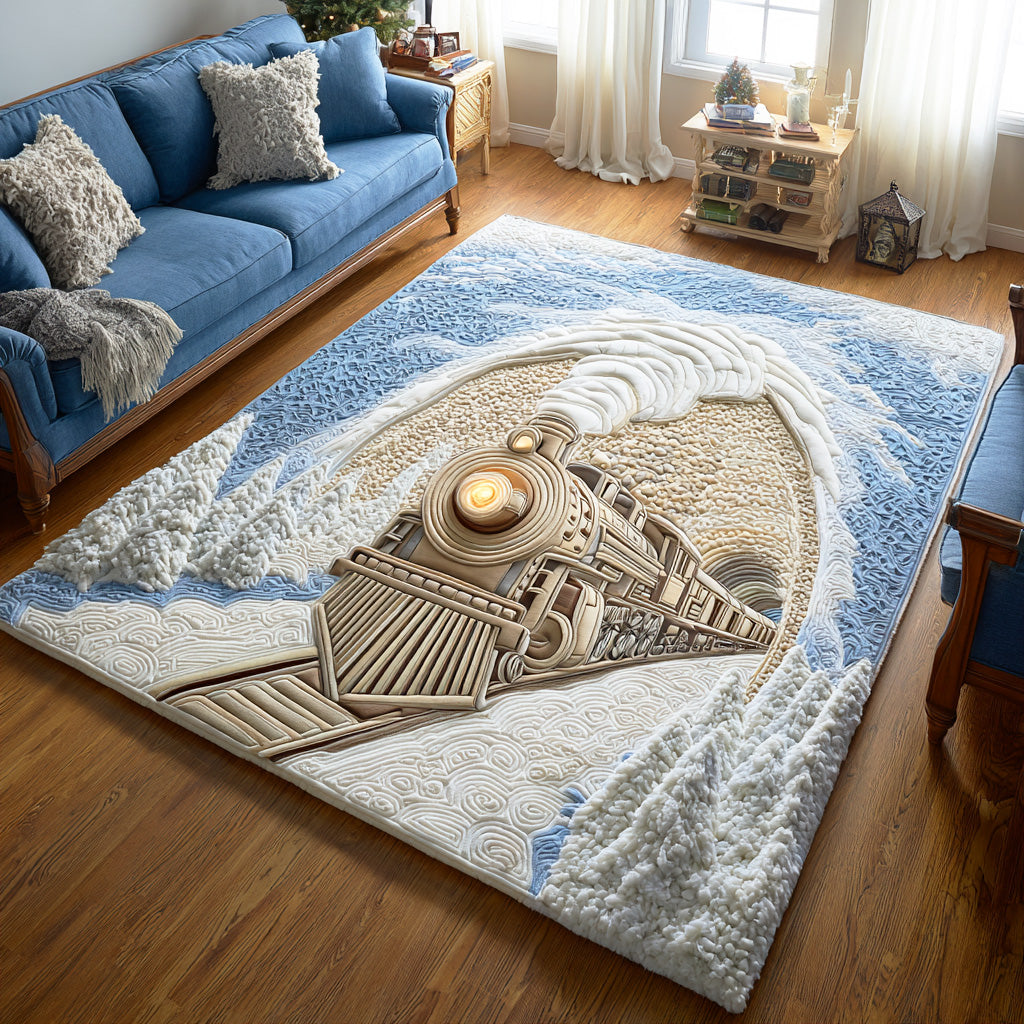 Polar Train Trail Area Rug - Non-Slip Washable 3D Print Rug for Living Room & BedroomTVC2108283