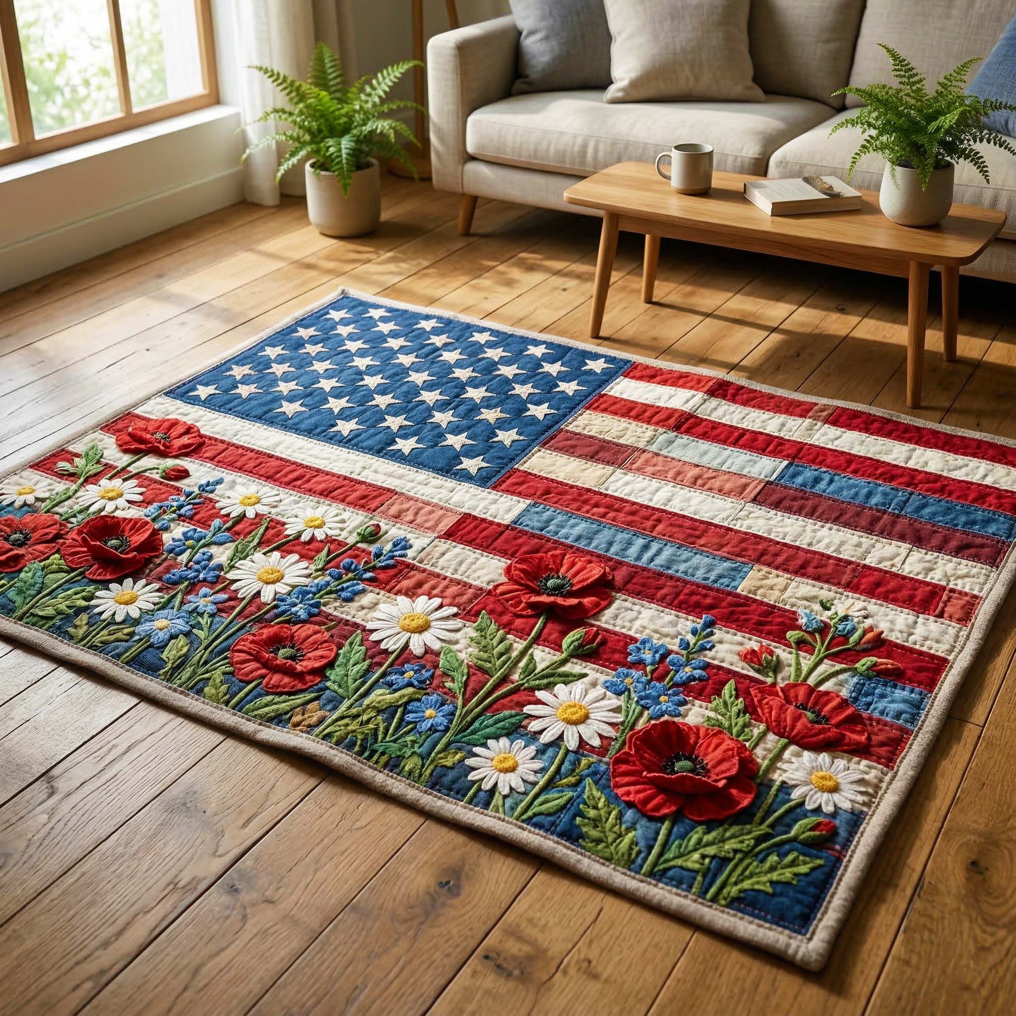 Poppy Banner Area Rug - Non-Slip Washable 3D Print Rug for Living Room & BedroomTVC2108400