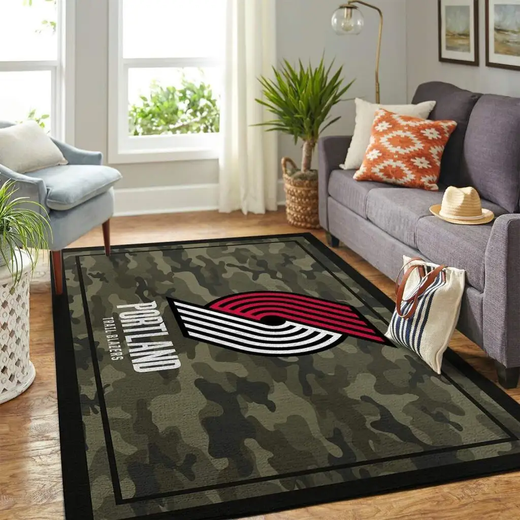 Portland Trail Blazers Rug - Area Camouflage Black and Green