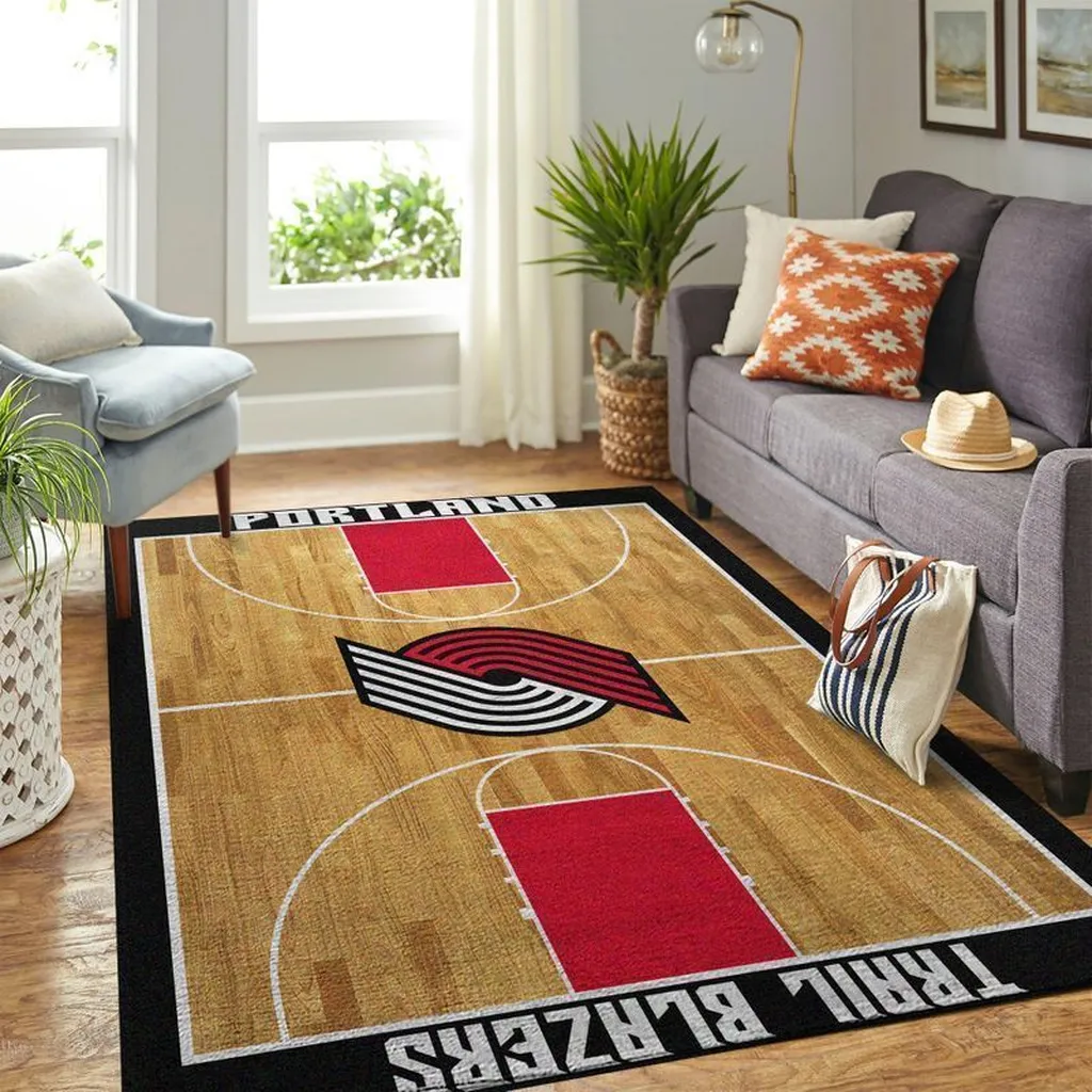 Portland Trail Blazers Rug - Basketball Court Colors Red and Brown