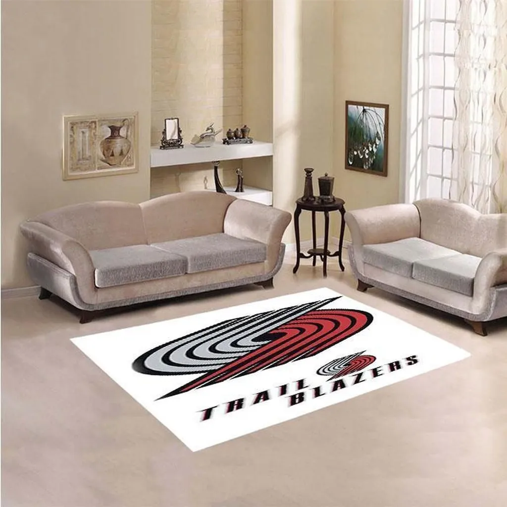 Portland Trail Blazers Rug - NBA for Living Room Red and White
