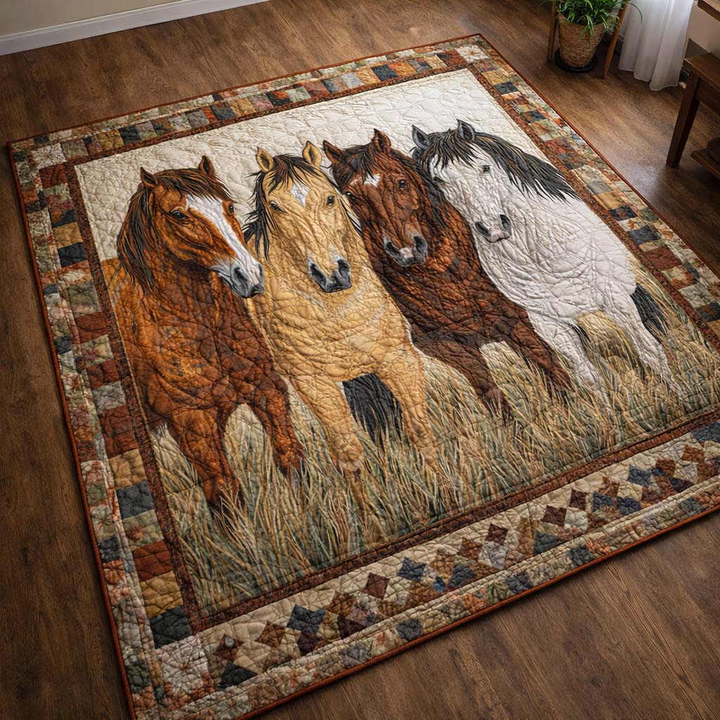 Prairie Four Mustangs Area Rug - Non-Slip Washable 3D Print Rug for Living Room & BedroomTVC2108400