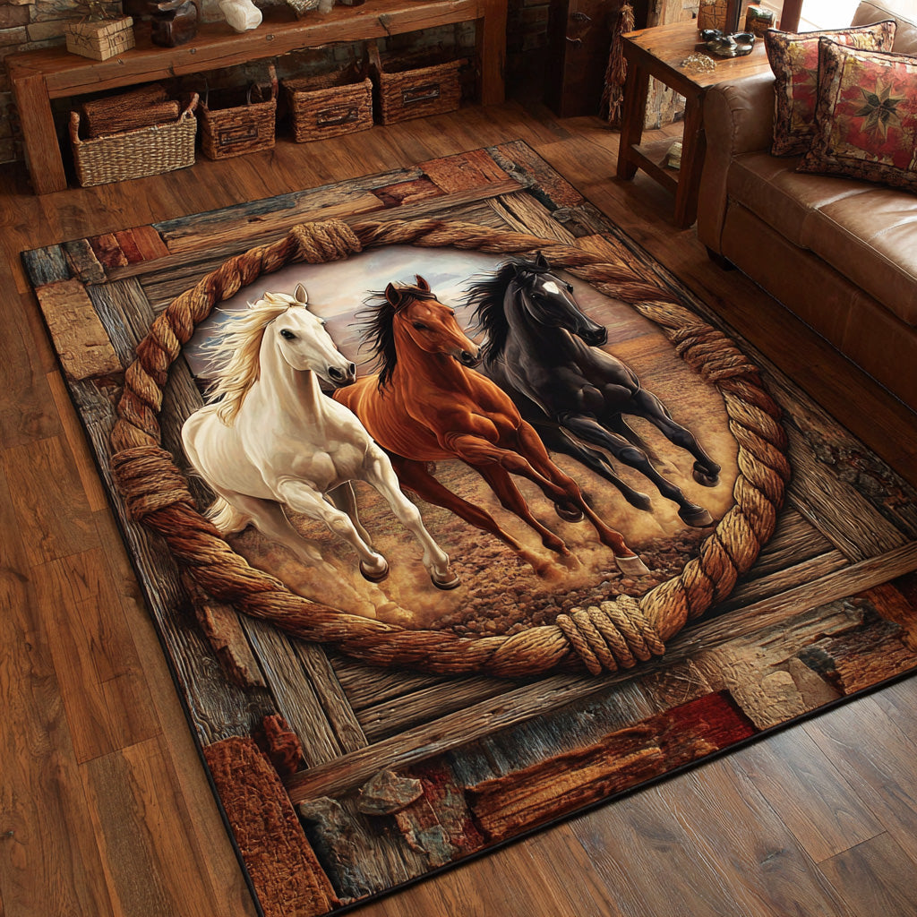 Prairie Horse Area Rug - Non-Slip Washable 3D Print Rug for Living Room & BedroomTVC2108283