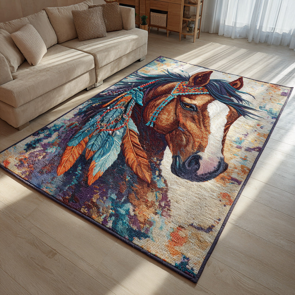 Prairie Warrior Area Rug - Non-Slip Washable 3D Print Rug for Living Room & BedroomTVC2108282