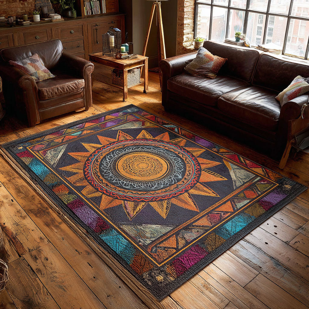 Prairie Wind Mandala Area Rug - Non-Slip Washable 3D Print Rug for Living Room & BedroomTVC2108282