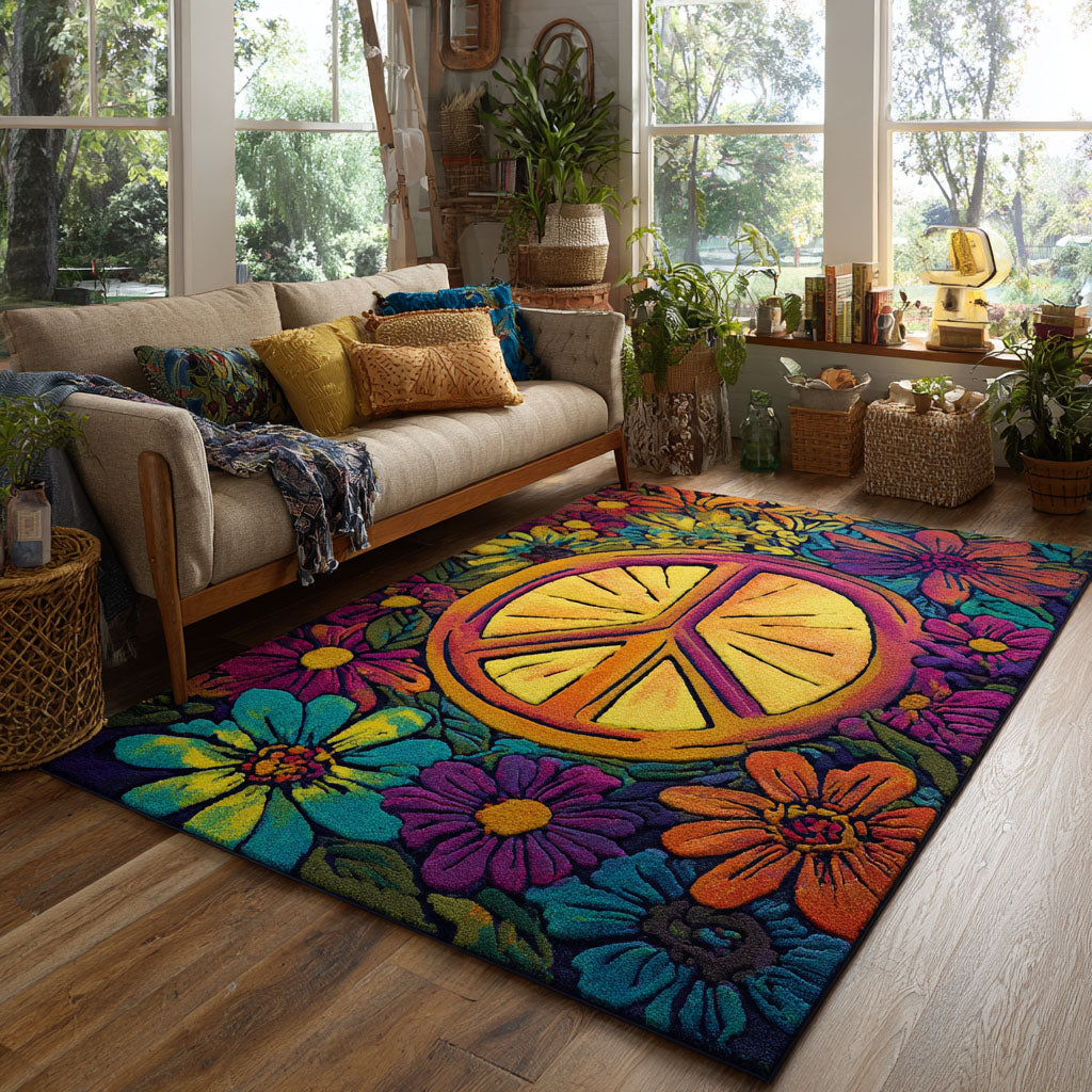 Psychedelic Bloom Area Rug - Non-Slip Washable 3D Print Rug for Living Room & BedroomTVC2108282