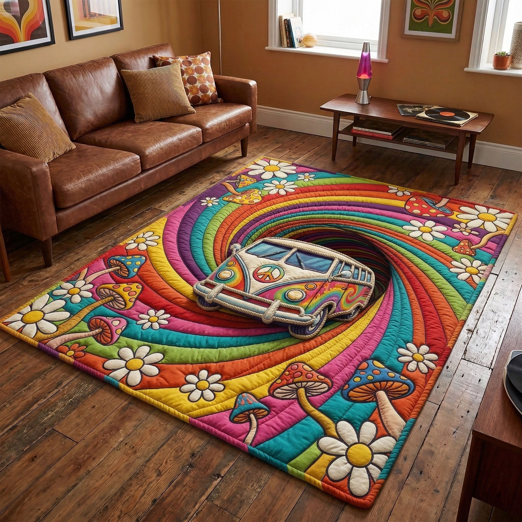 Psychedelic Drive Area Rug - Non-Slip Washable 3D Print Rug for Living Room & BedroomTVC2108282