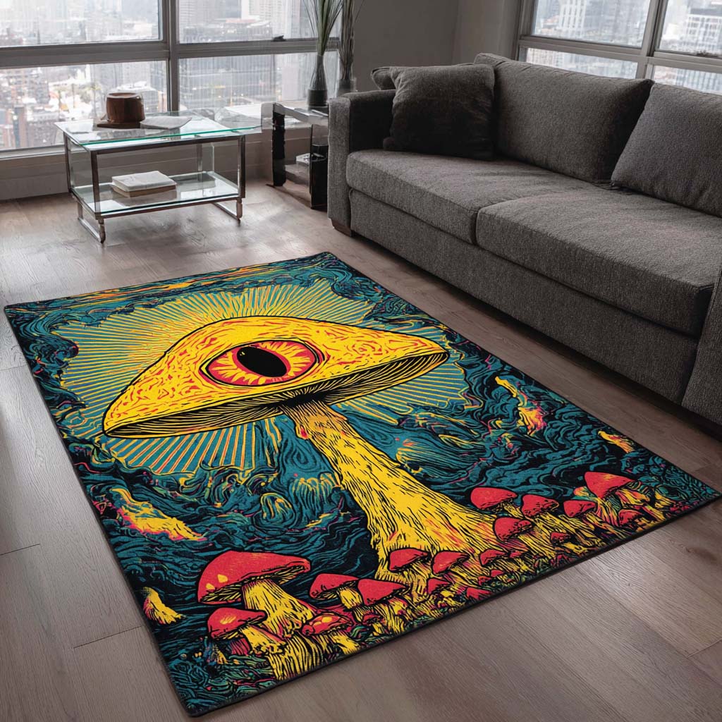 Psychedelic Mushroom Eye Area Rug - Non-Slip Washable 3D Print Rug for Living Room & BedroomTVC2108282