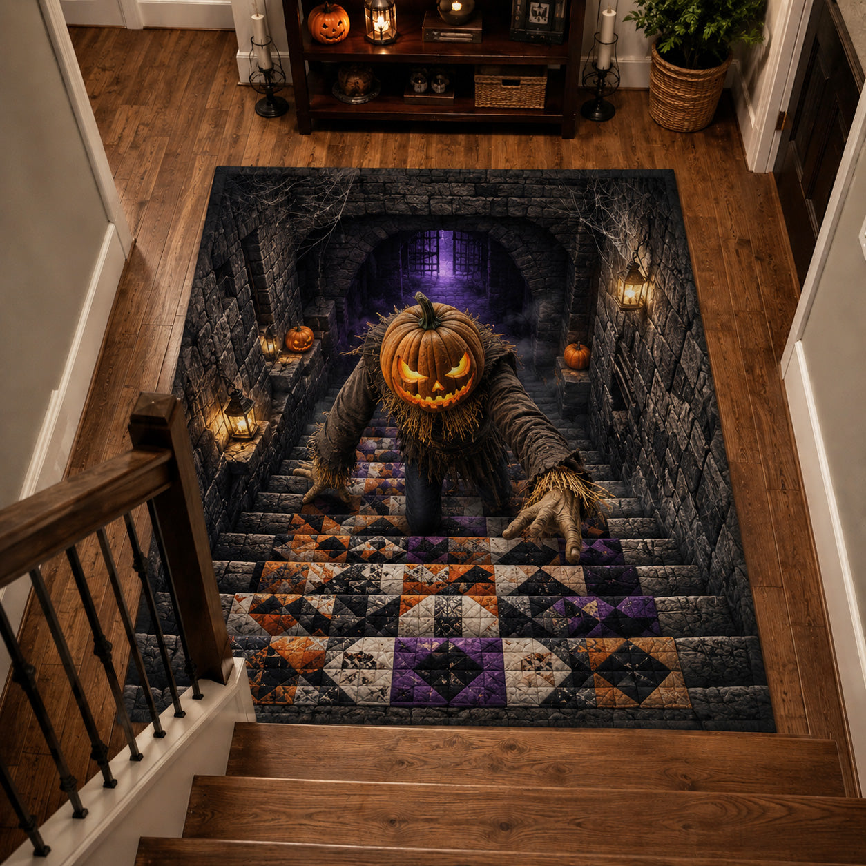 Pumpkin Abyss Halloween Area Rug - Non-Slip Washable 3D Print Rug for Living Room & BedroomTVC2108213