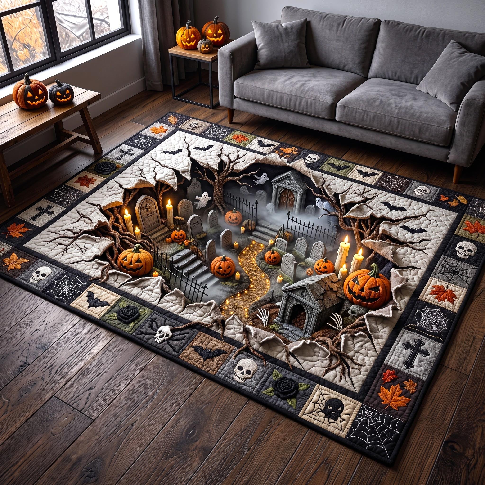 Pumpkin Abyss Halloween Area Rug - Non-Slip Washable 3D Print Rug for Living Room & BedroomTVC2108229