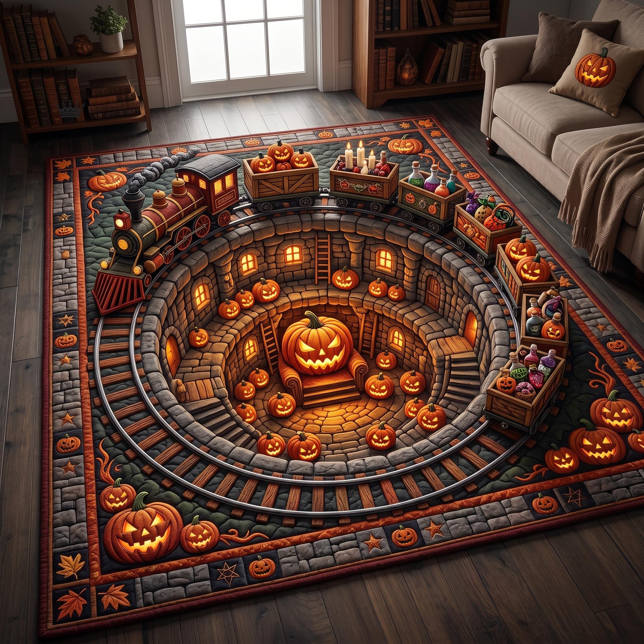 Pumpkin Abyss Halloween Area Rug - Non-Slip Washable 3D Print Rug for Living Room & BedroomTVC2108399
