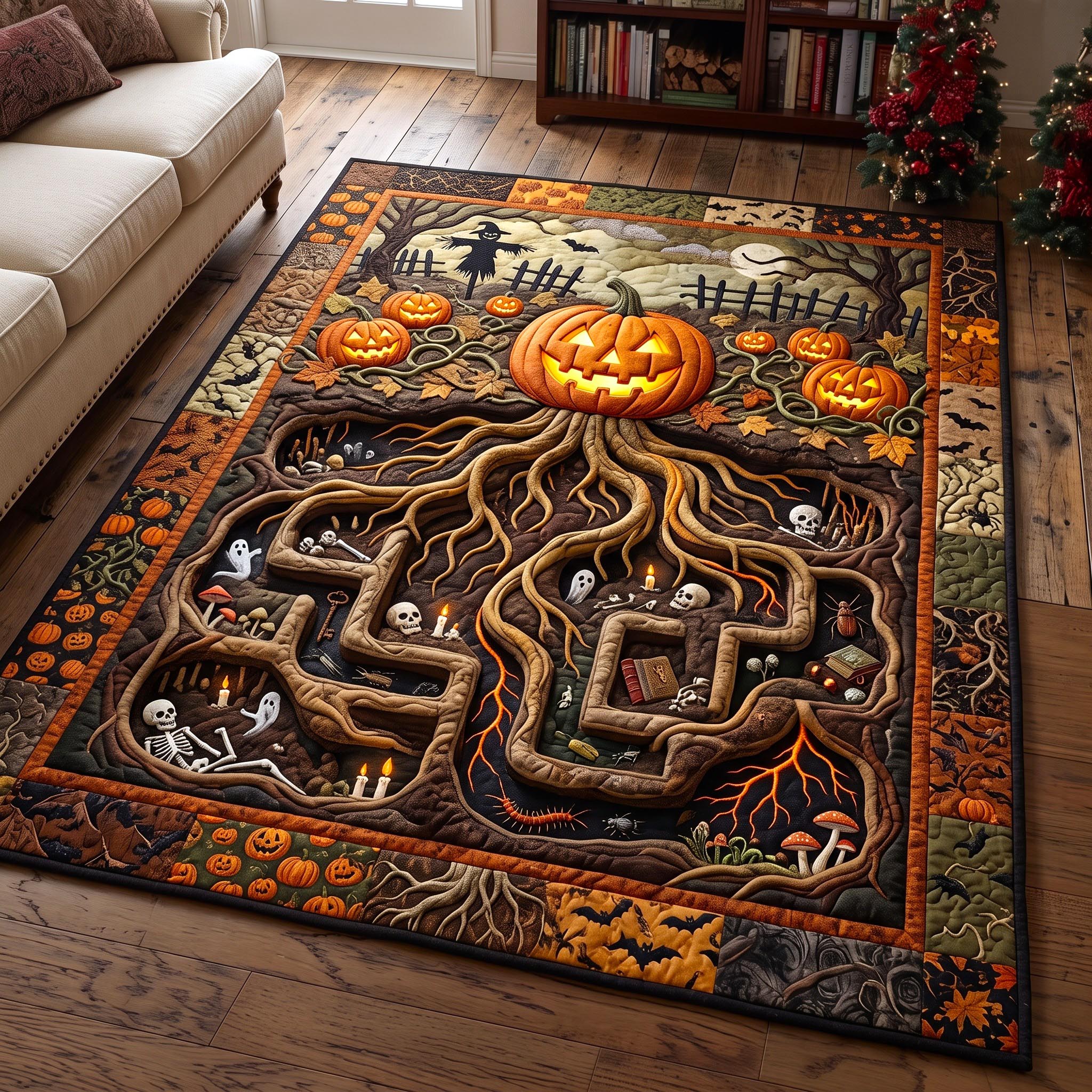 Pumpkin Maze Halloween Area Rug - Non-Slip Washable 3D Print Rug for Living Room & BedroomTVC2108399