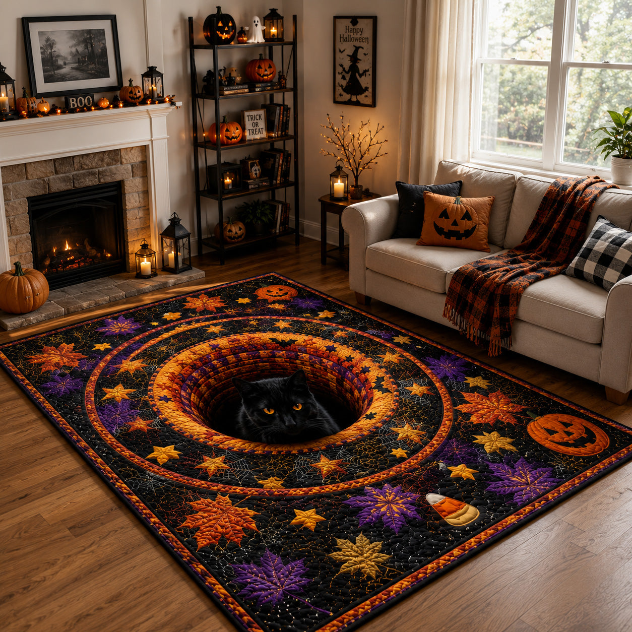 Pumpkin Portal Halloween Area Rug - Non-Slip Washable 3D Print Rug for Living Room & BedroomTVC2108282