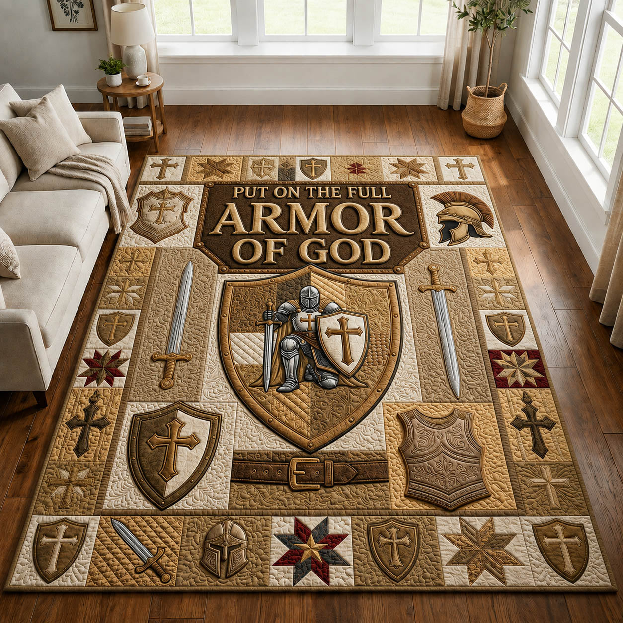 Put On The Full Armor Of God Area Rug - Non-Slip Washable 3D Print Rug for Living Room & BedroomTVC2108399