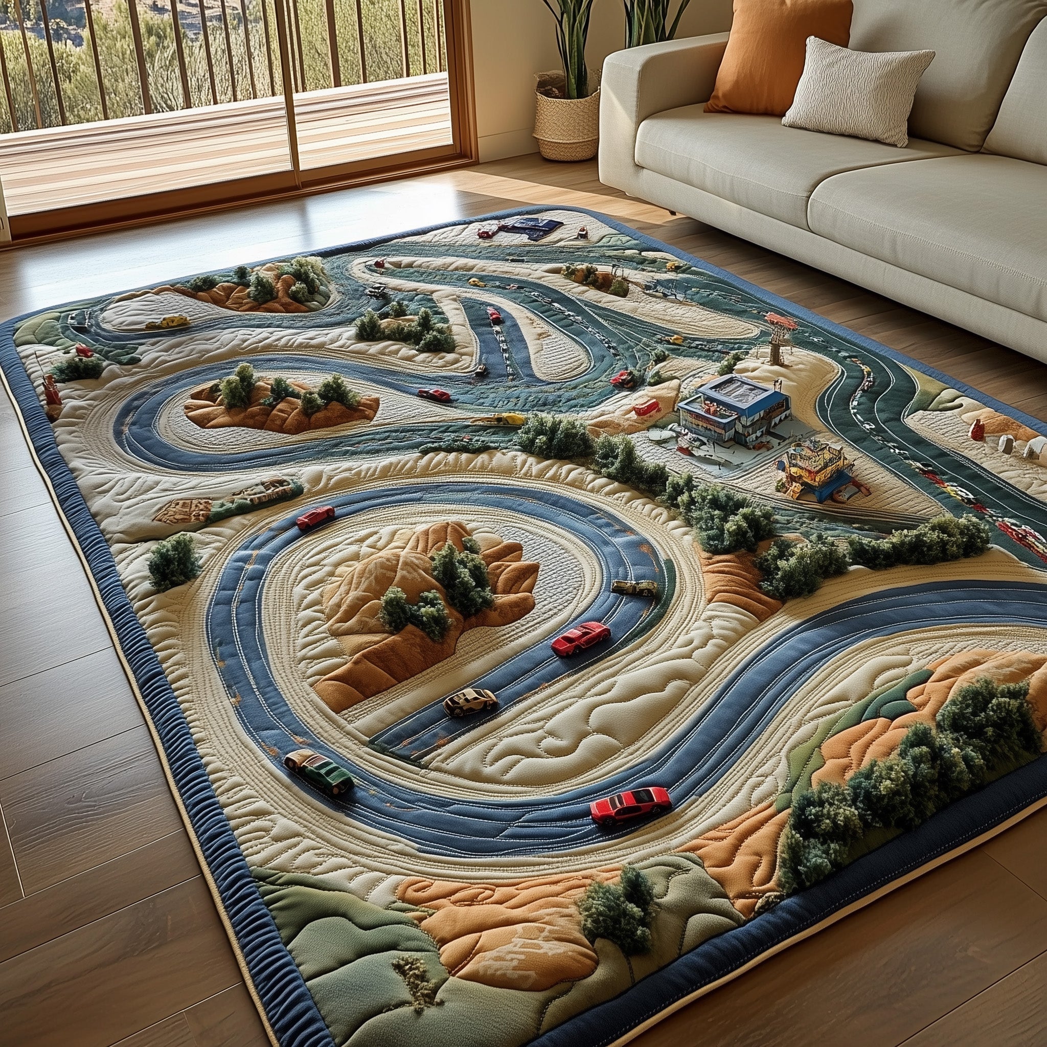 Racetrack Area Rug - Non-Slip Washable 3D Print Rug for Living Room & BedroomTVC2108221