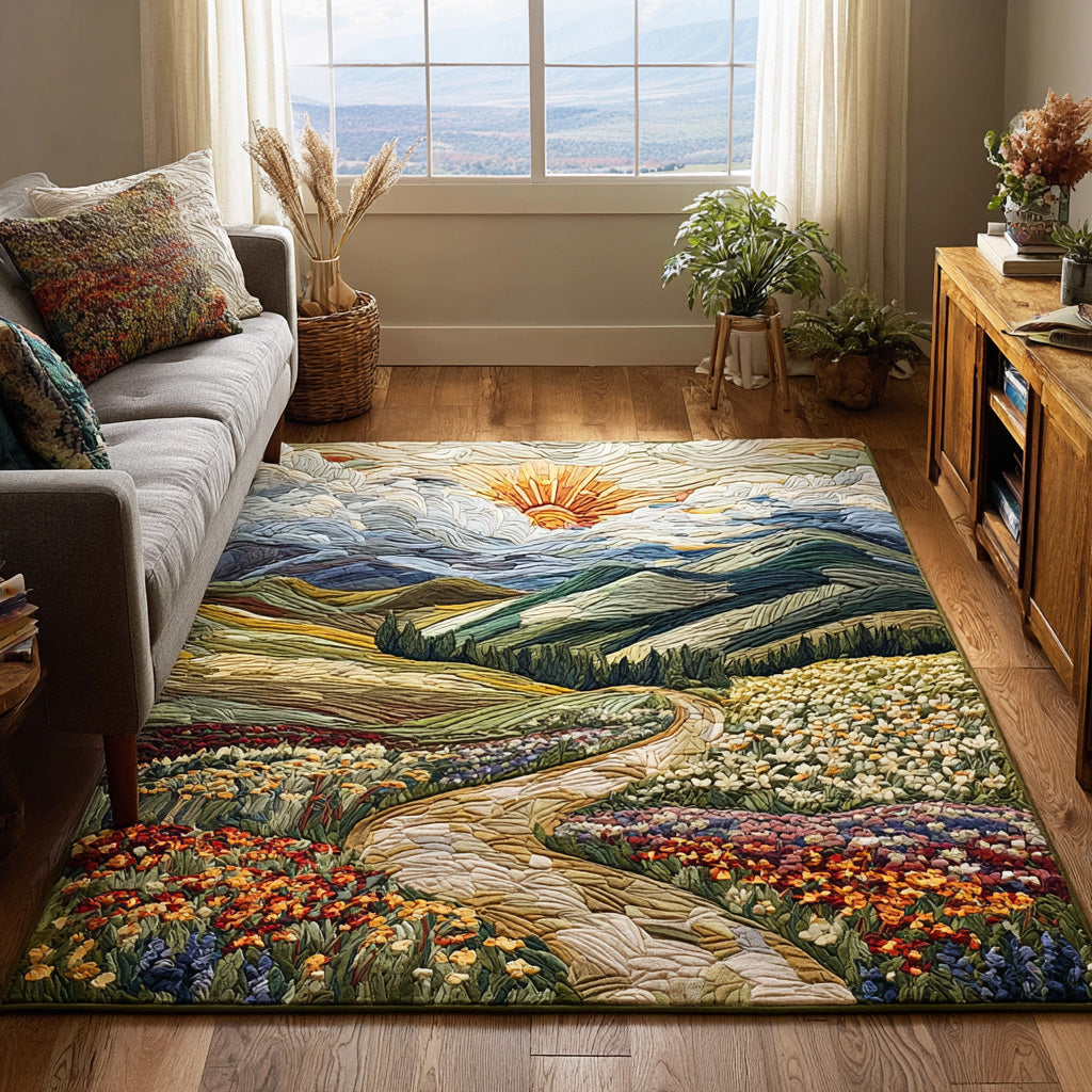 Radiant Dawn Area Rug - Non-Slip Washable 3D Print Rug for Living Room & BedroomTVC2108213