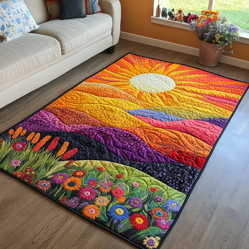 Radiant Garden Area Rug - Non-Slip Washable 3D Print Rug for Living Room & BedroomTVC2108281