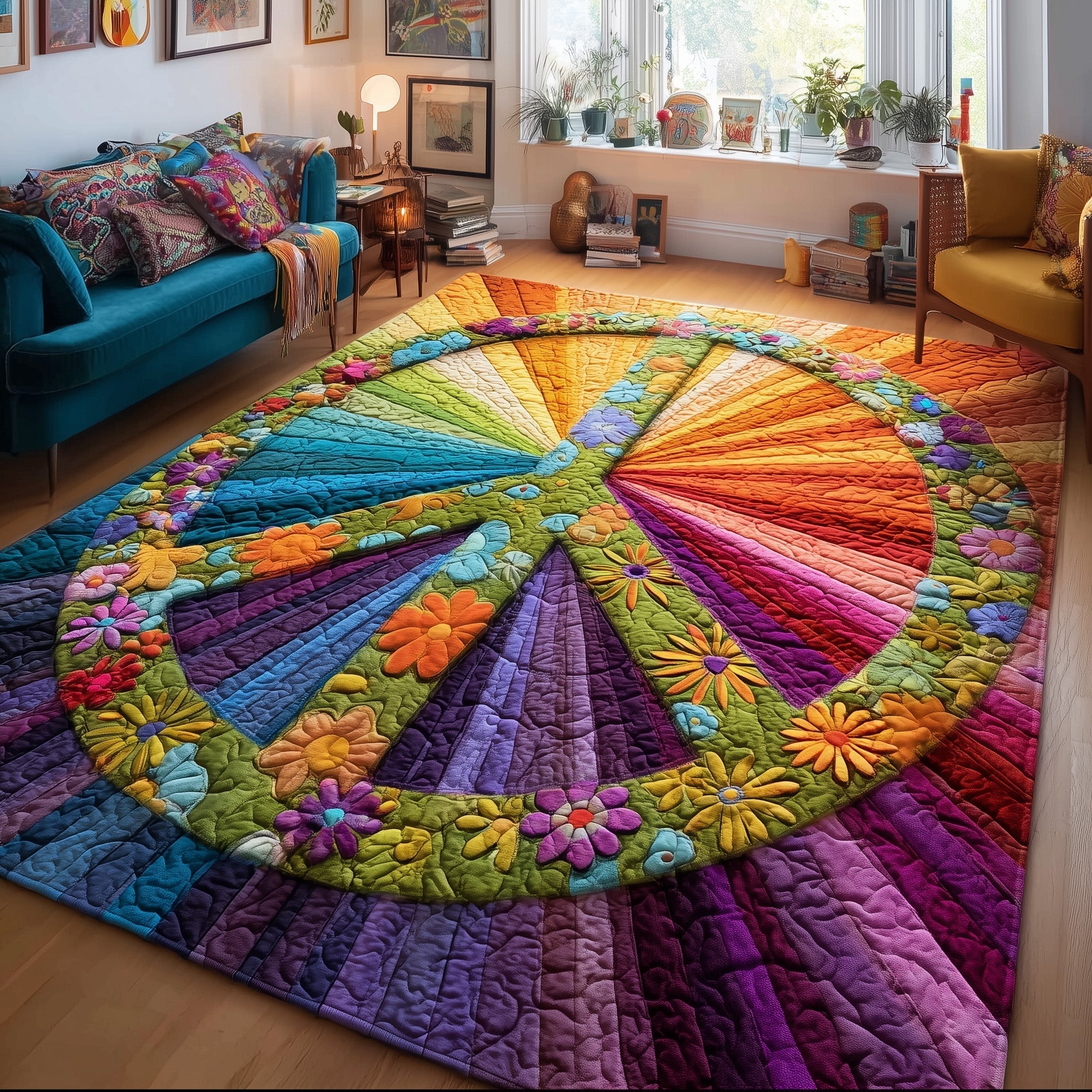 Radiant Peace Area Rug - Non-Slip Washable 3D Print Rug for Living Room & BedroomTVC2108366