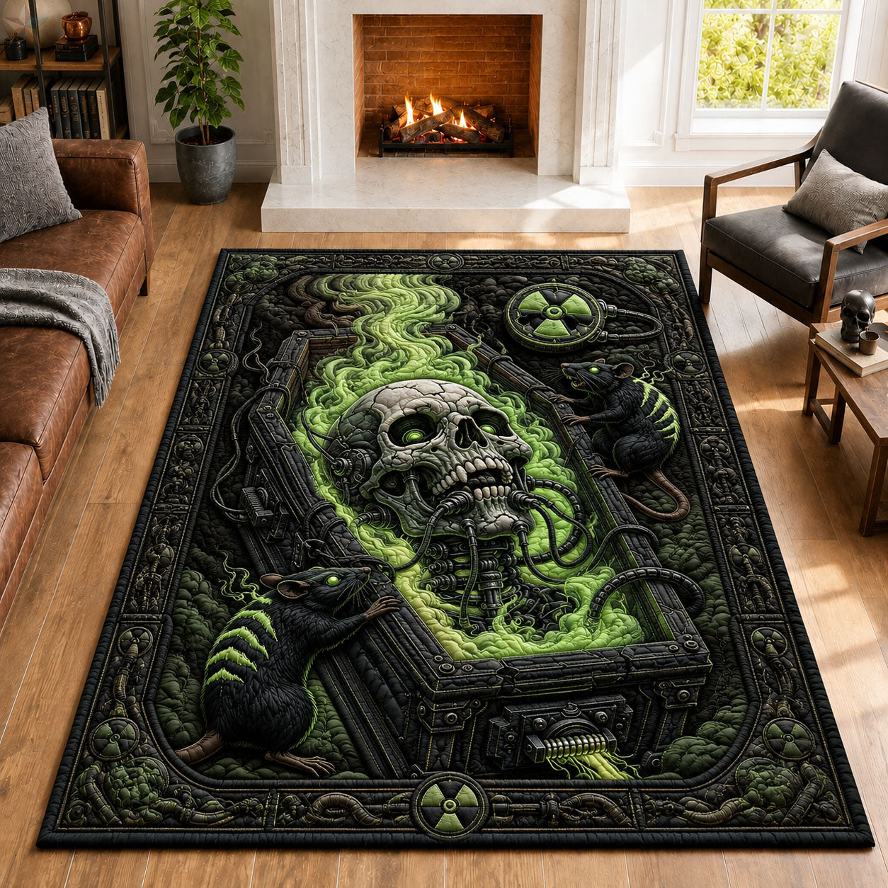 Radioactive Skull Laboratory Horror Area Rug - Non-Slip Washable 3D Print Rug for Living Room & BedroomTVC2108398