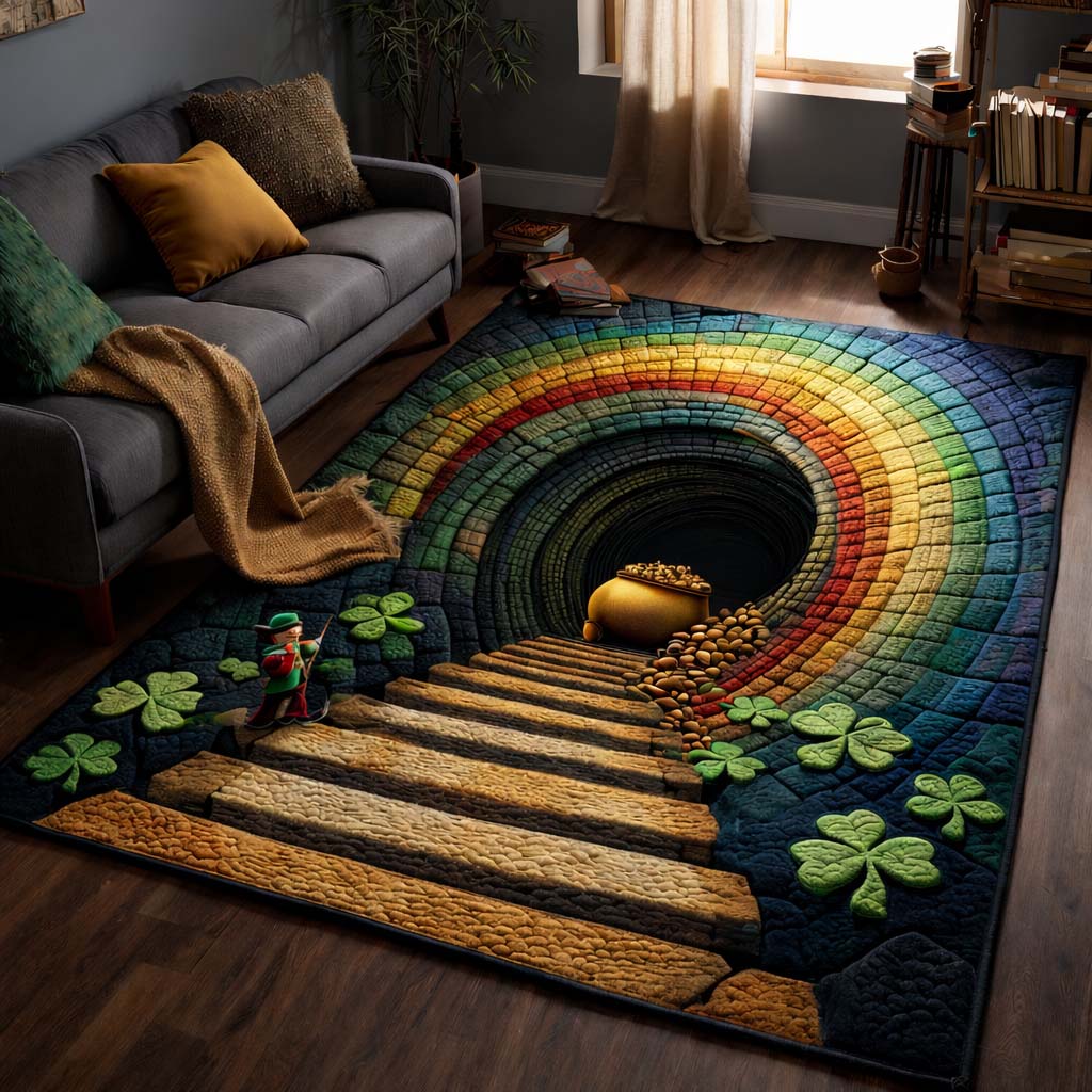 Rainbow Gold Stairway Area Rug - Non-Slip Washable 3D Print Rug for Living Room & BedroomTVC2108398