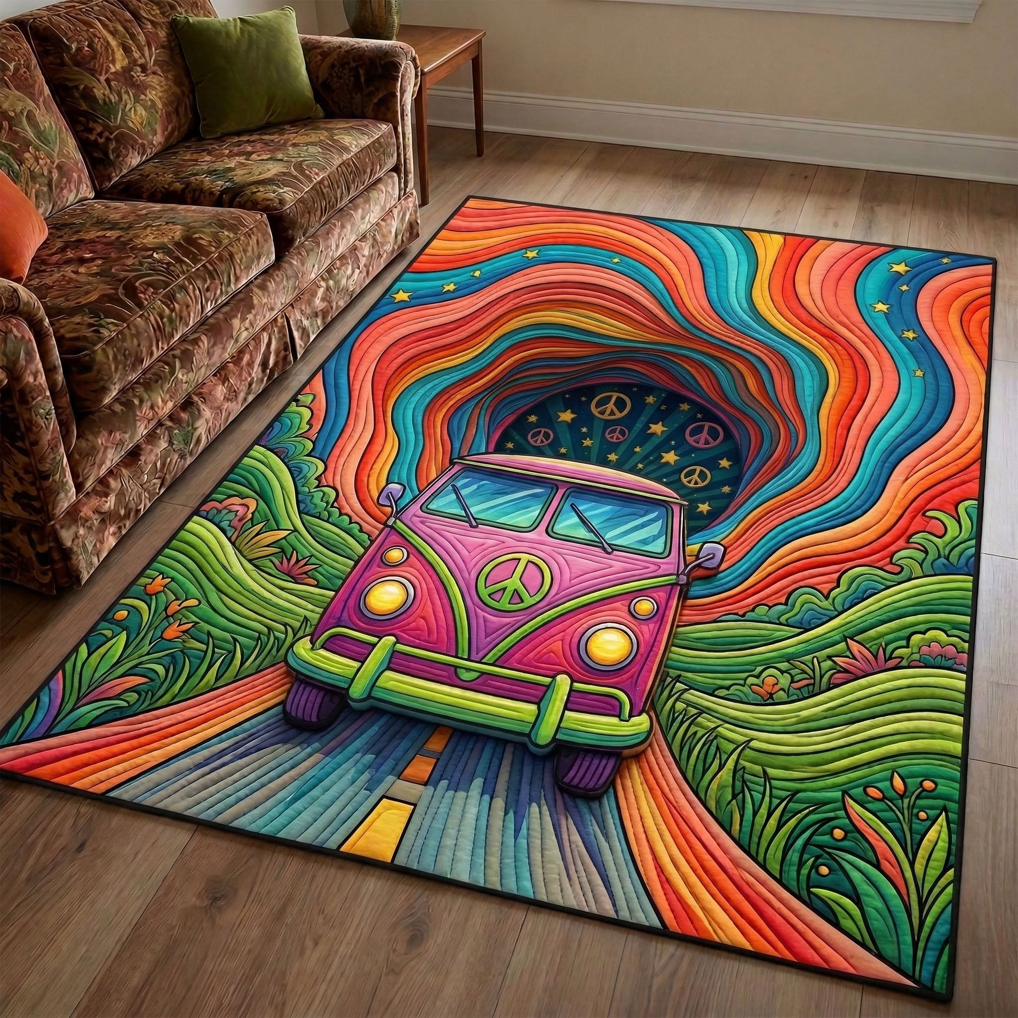 Rainbow Highway Area Rug - Non-Slip Washable 3D Print Rug for Living Room & BedroomTVC2108280