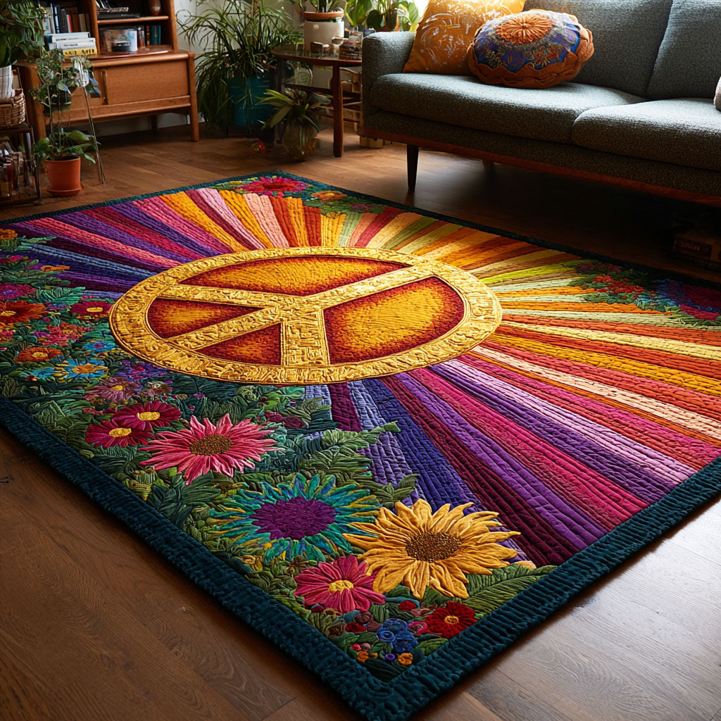 Rainbow Peace Area Rug - Non-Slip Washable 3D Print Rug for Living Room & BedroomTVC2108280