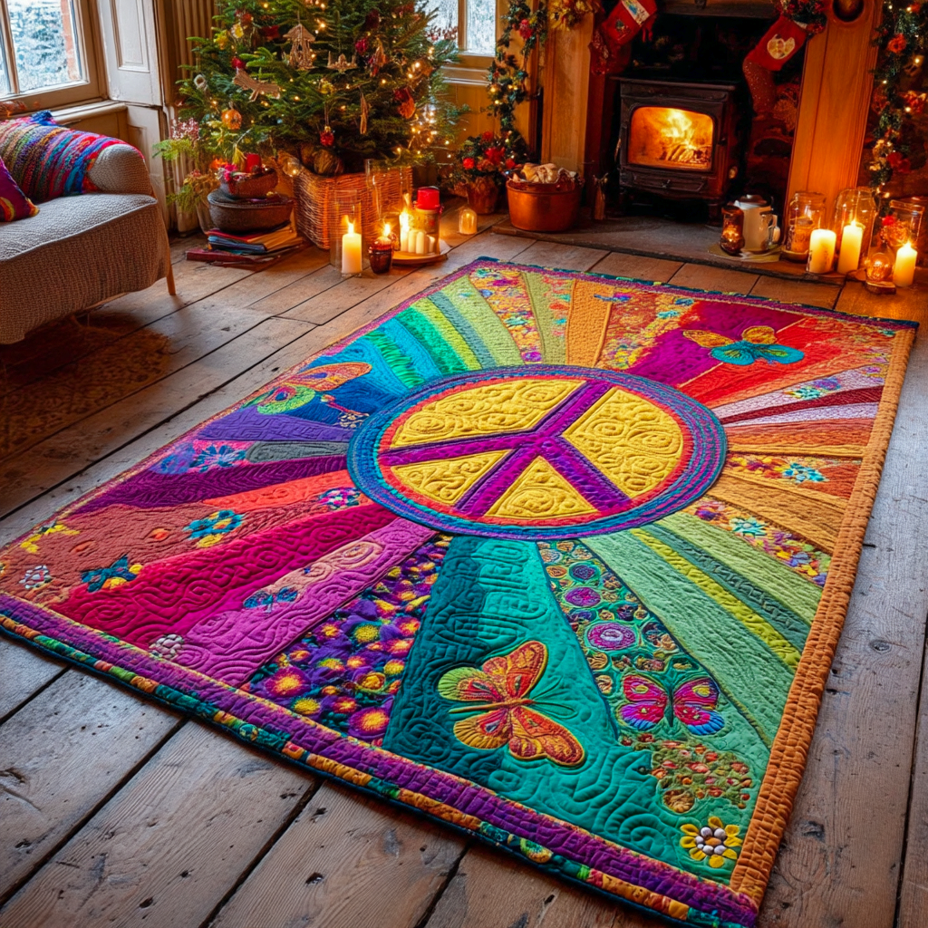 Rainbow Peace Garden Area Rug - Non-Slip Washable 3D Print Rug for Living Room & BedroomTVC2108280