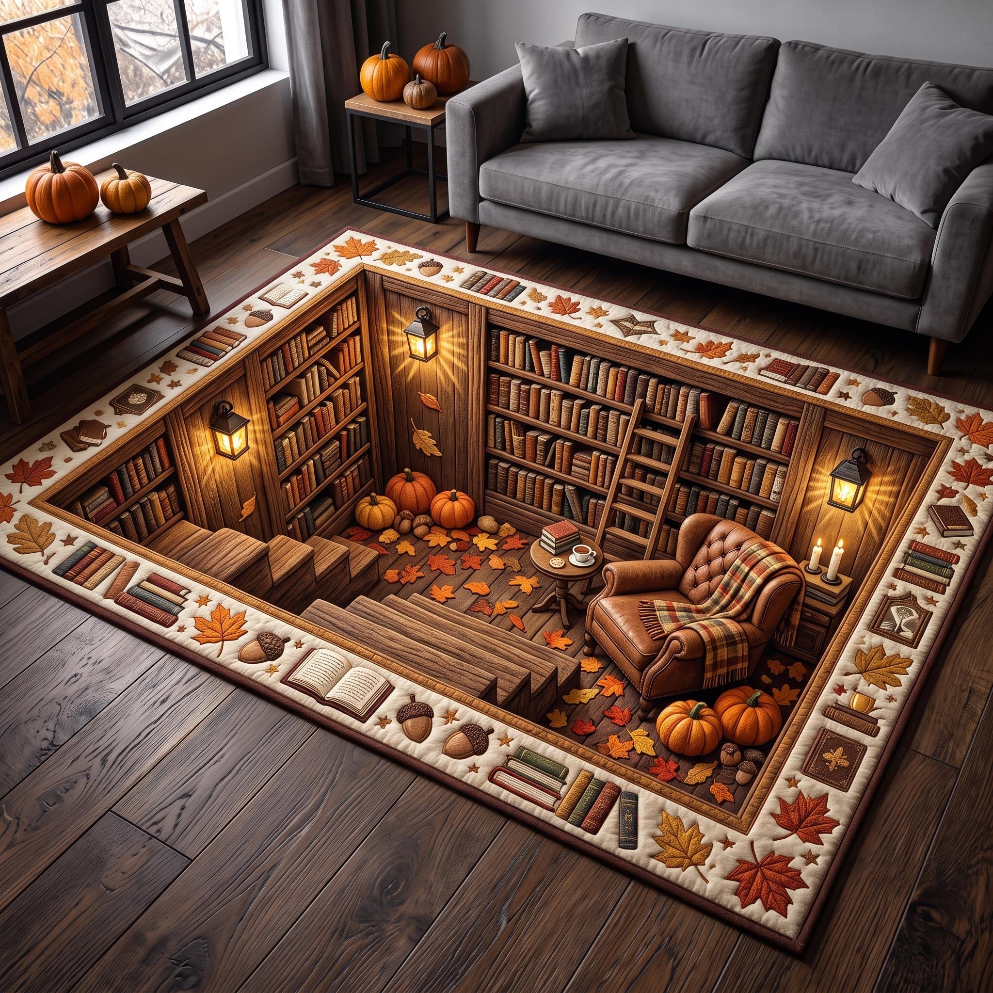 Reading Retreat Area Rug - Non-Slip Washable 3D Print Rug for Living Room & BedroomTVC2108398