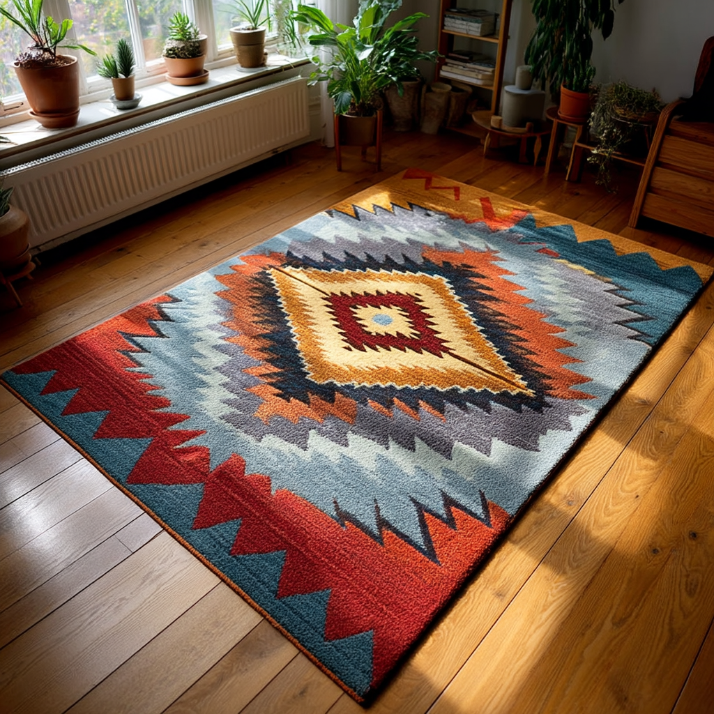 Red Mesa Crayon Area Rug - Non-Slip Washable 3D Print Rug for Living Room & BedroomTVC2108279