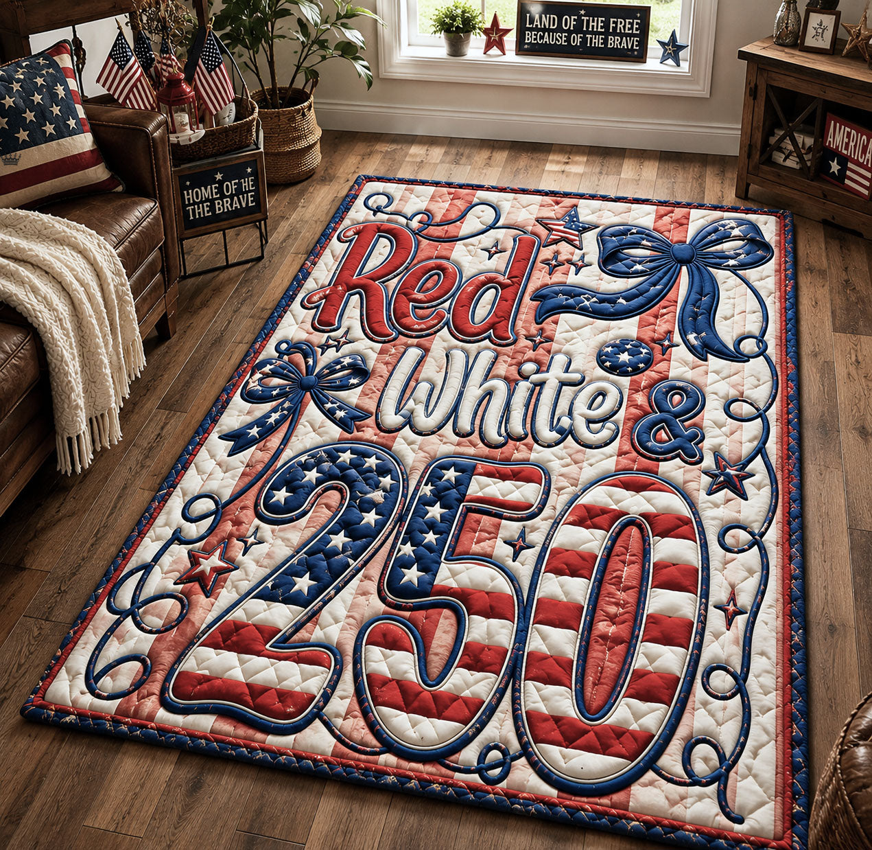 Red White 250 Anniversary Area Rug - Non-Slip Washable 3D Print Rug for Living Room & BedroomTVC2108398