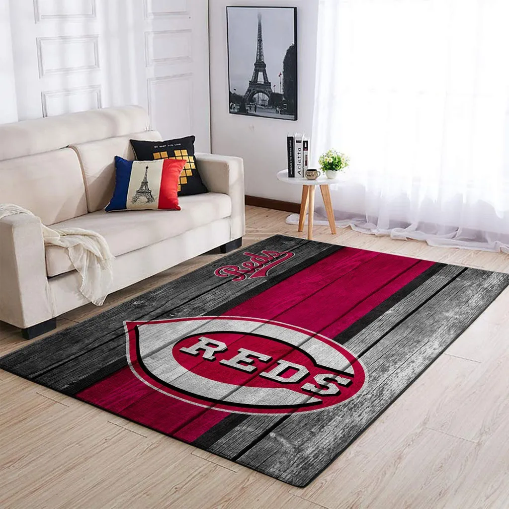 Reds Logo Area Rug Perfect for Living Room Decor Red and Gray