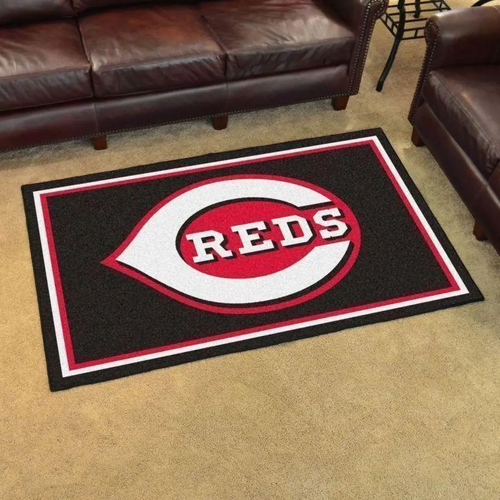 Reds Logo Rug Perfect for Living Room Home Decor Black and Red