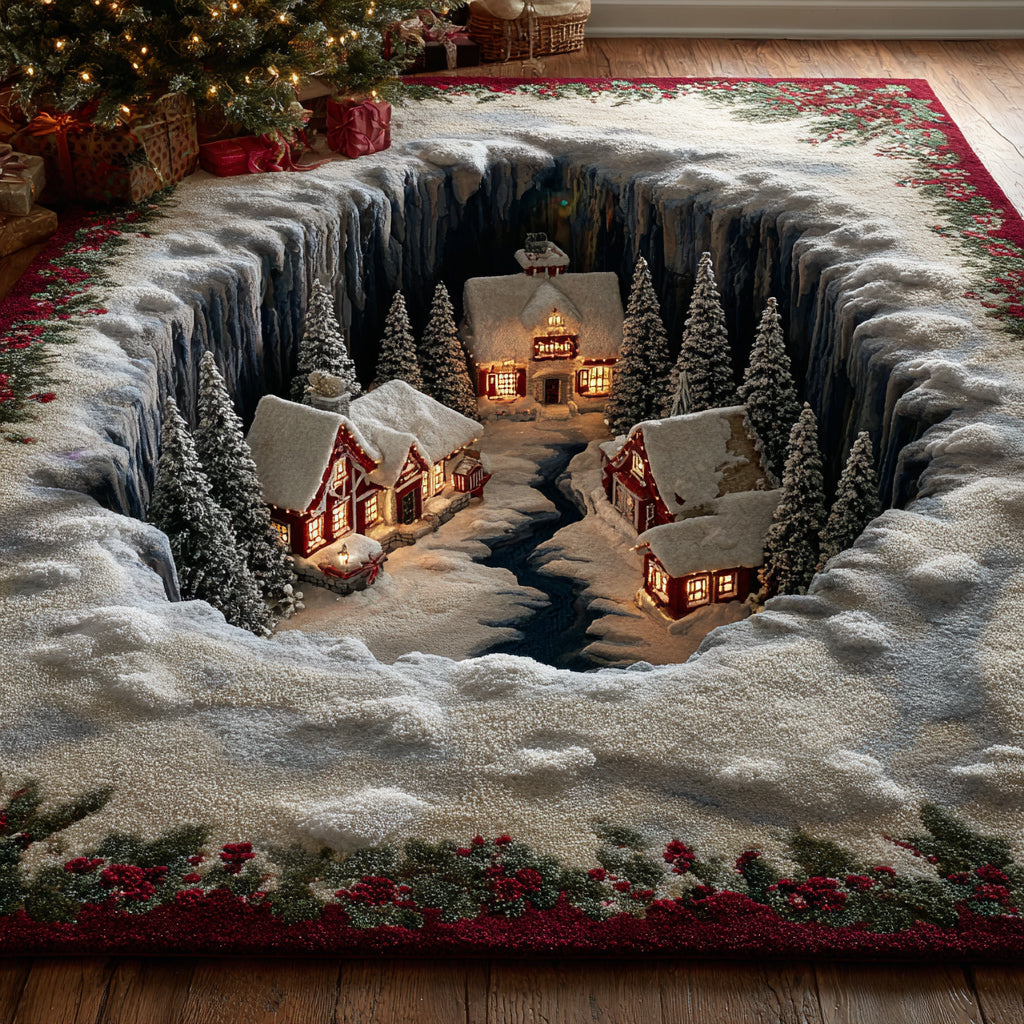 Redwood Christmas Village Christmas Area Rug - Non-Slip Washable 3D Print Rug for Living Room & BedroomTVC2108279