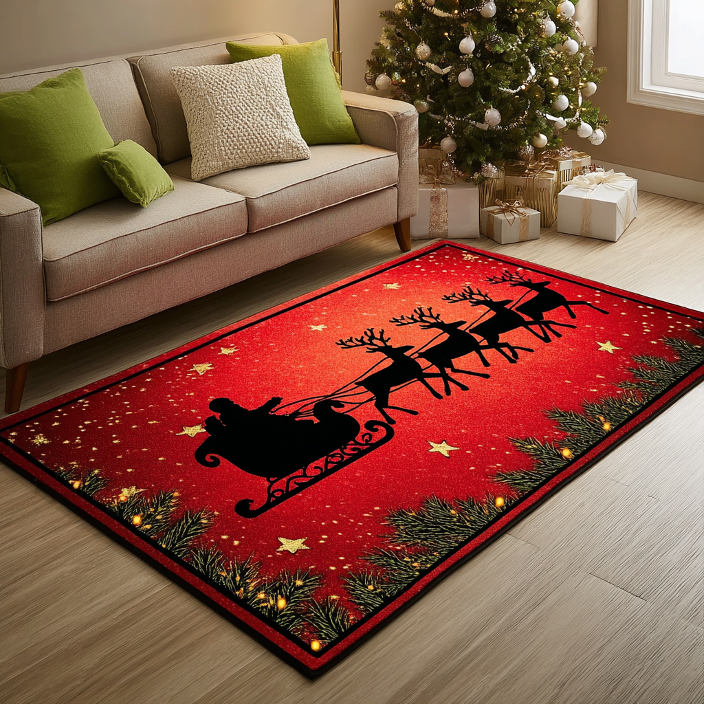 Reindeer Spirit Christmas Area Rug - Non-Slip Washable 3D Print Rug for Living Room & BedroomTVC2108278